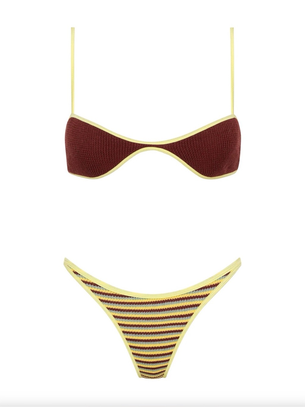 NWT Triangl Swimwear ESTE Butter Crochet Stripe Scoop Bikini Set XS